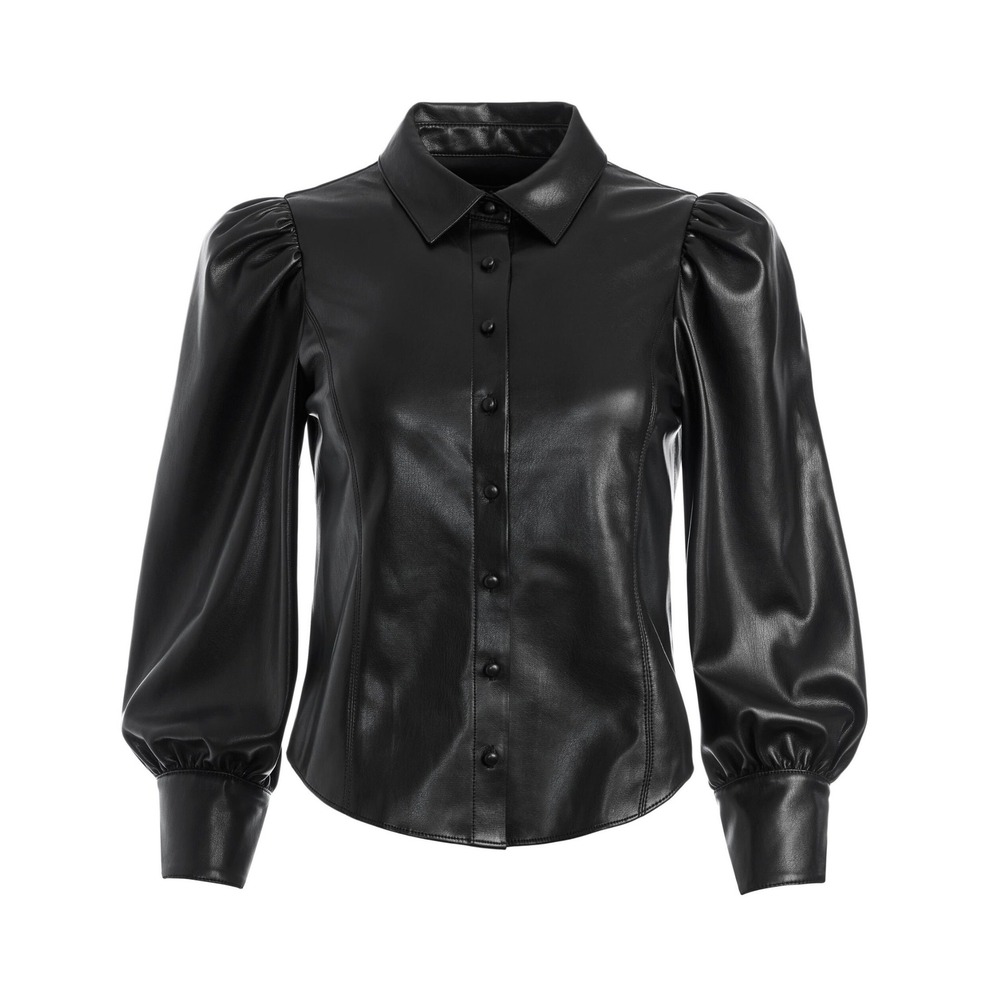 Alice + Olivia Vegan Leather Blouse Sz S NWT